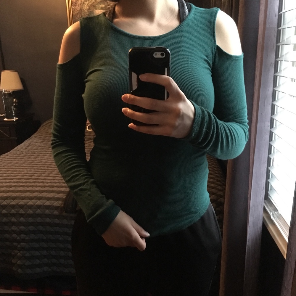 Forest Green Cold-Shoulder Top
